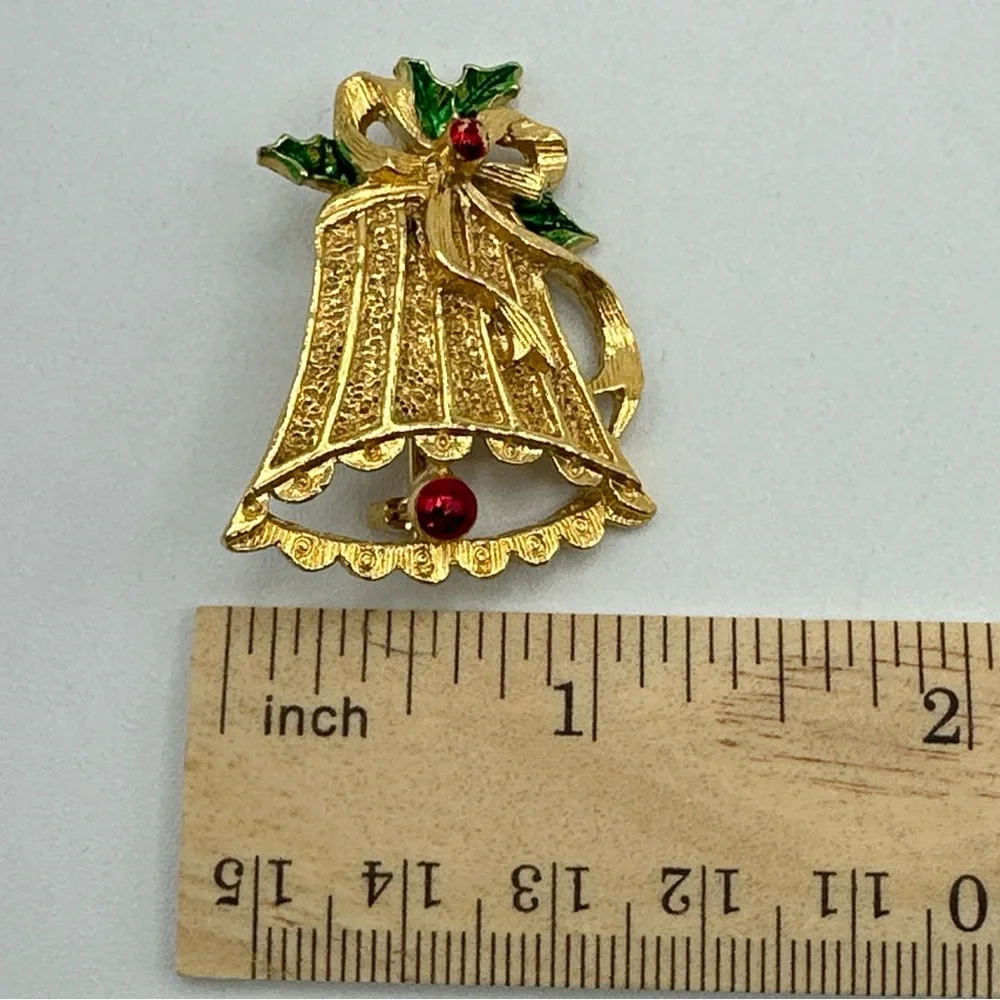 Vintage Christmas‎ Bell Brooch Enamel Jewelry Gerrys #643